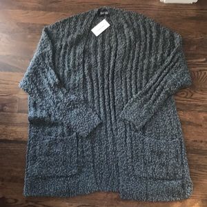 Open Front Popcorn Knit Cardigan w/ Pockets